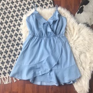 Express Denim Ruffle Front Dress